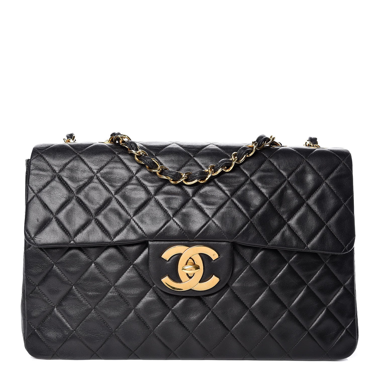 Chanel Lambskin Quilted XL Jumbo Single Flap Black 1 of 19