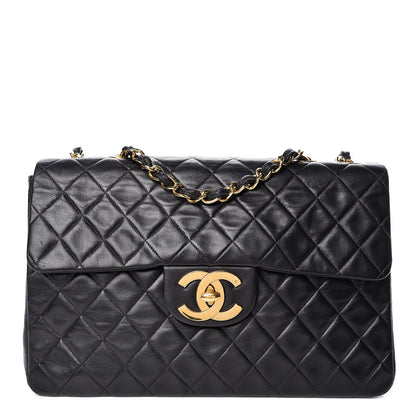Chanel Lambskin Quilted XL Jumbo Single Flap Black 1 of 19