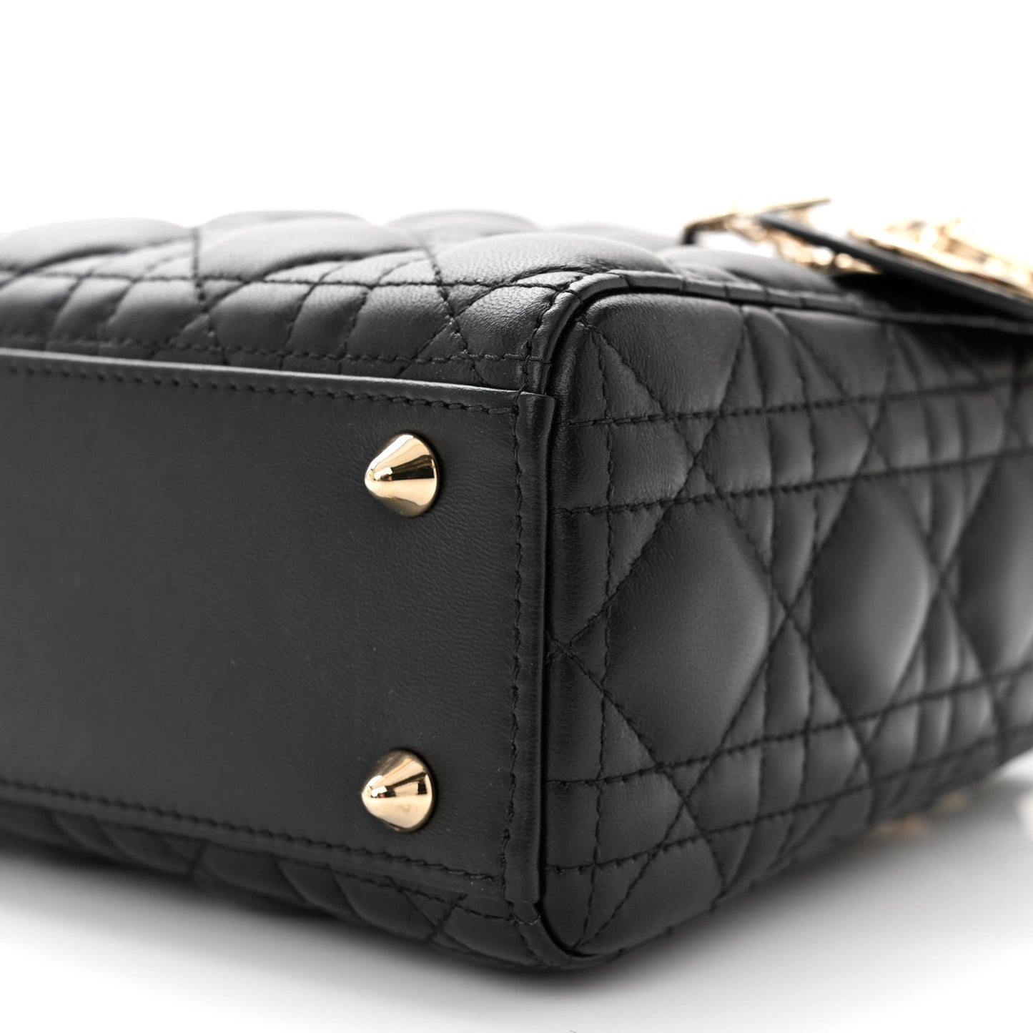 CHRISTIAN DIOR Lambskin Cannage Small My ABCDior Lady Dior Black