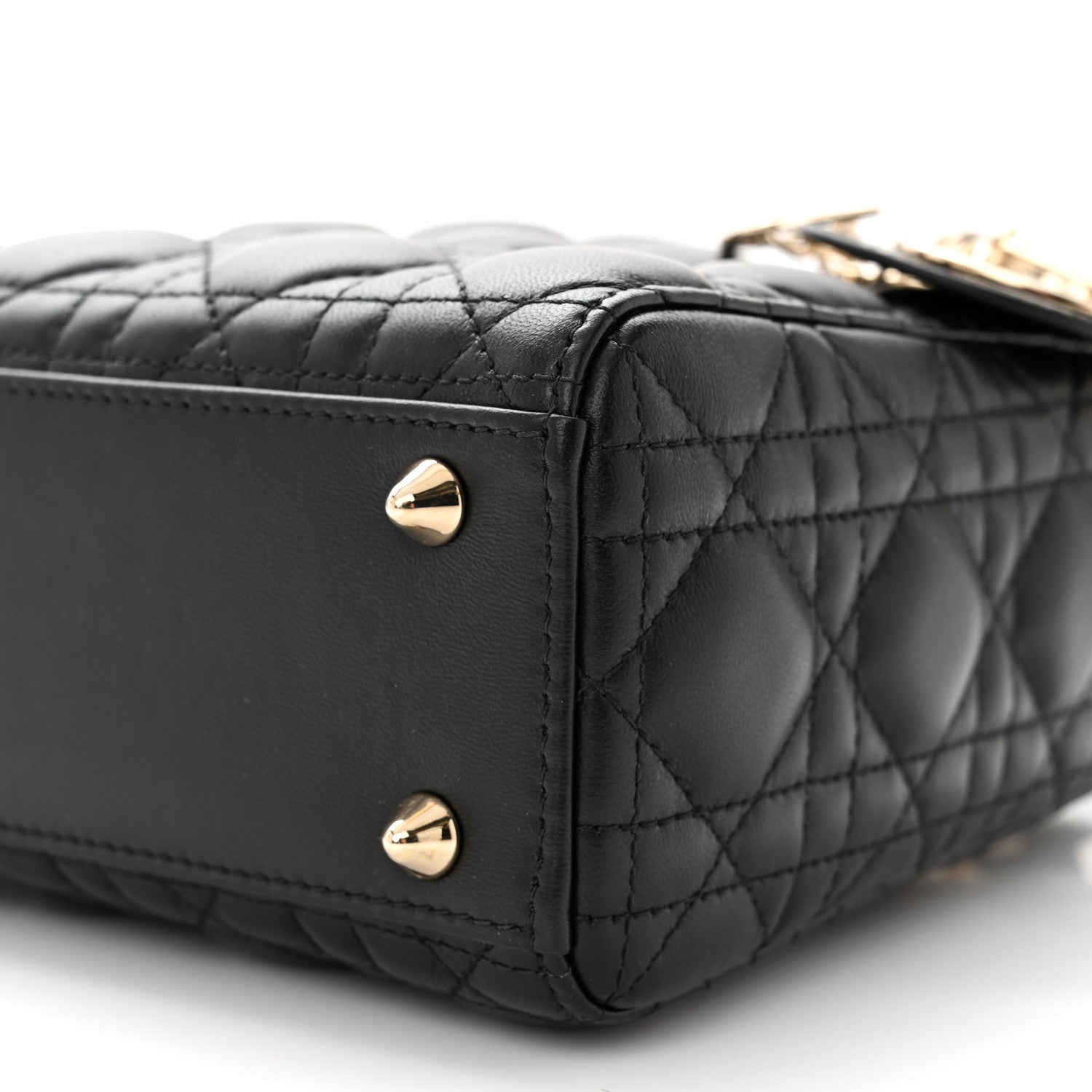 Christian Dior CHRISTIAN DIOR Lambskin Cannage Small My ABCDior Lady Dior Black 10 of 11