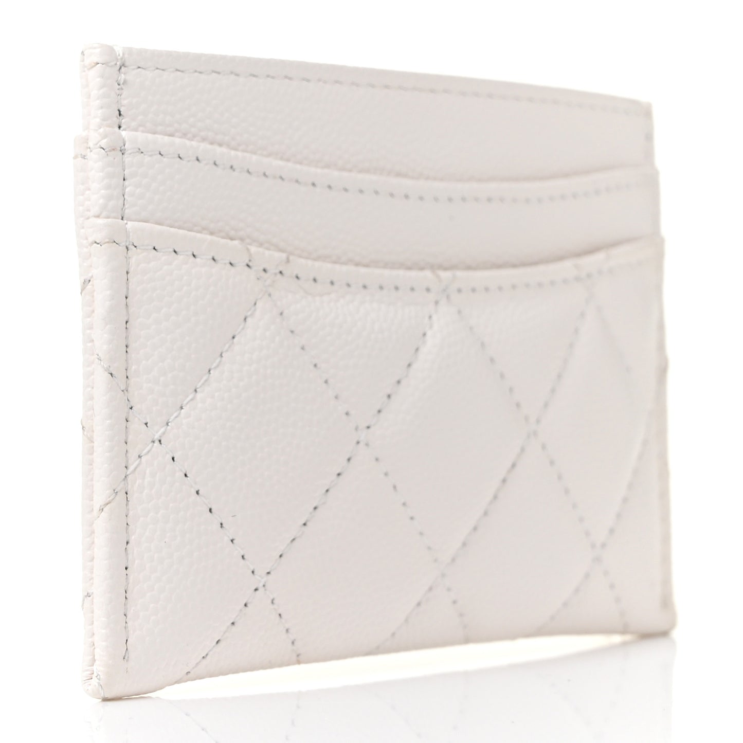 Caviar Quilted Card Holder White