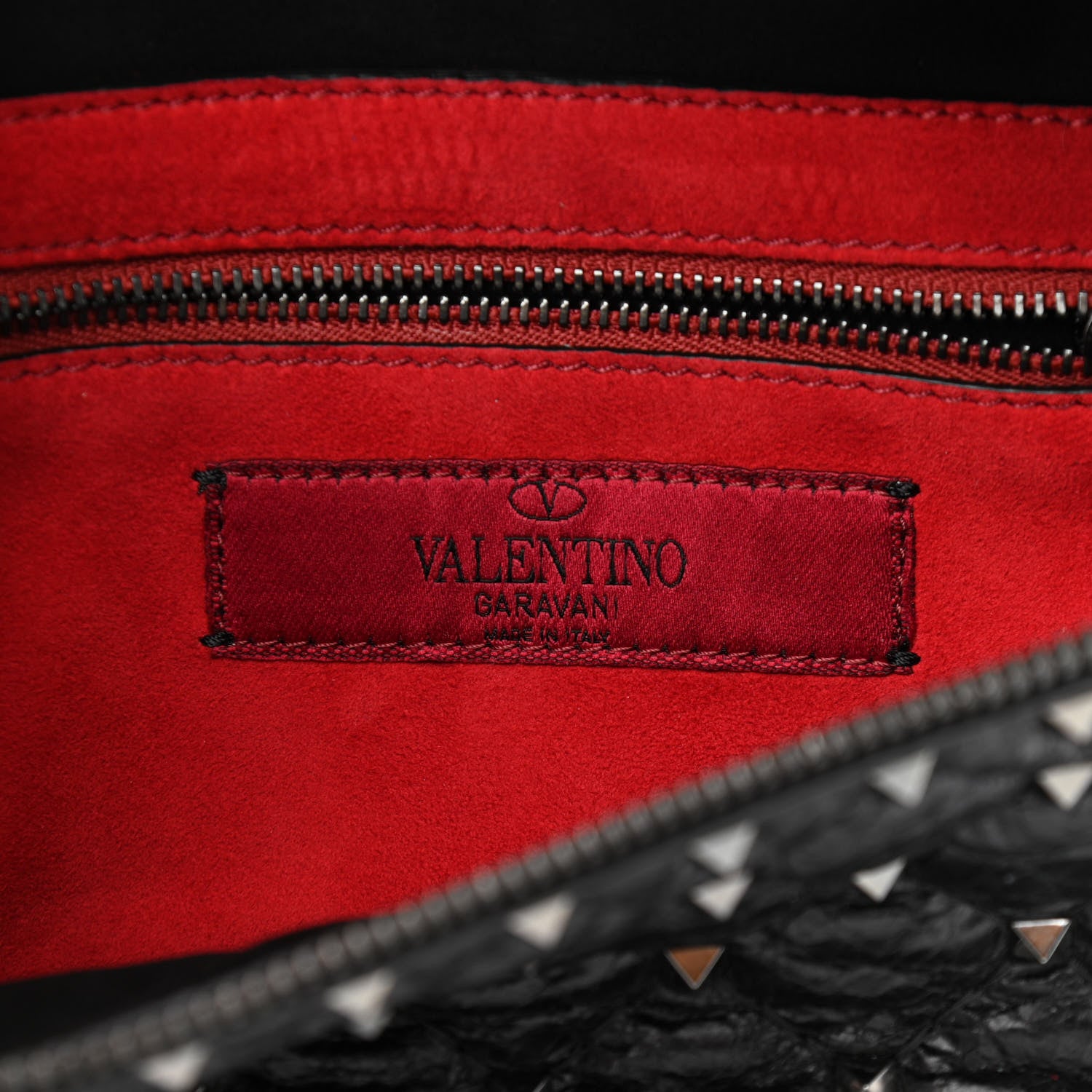 Valentino Garavani Craquele Nappa Rockstud Spike Belt Bag 85 Black 6 of 9