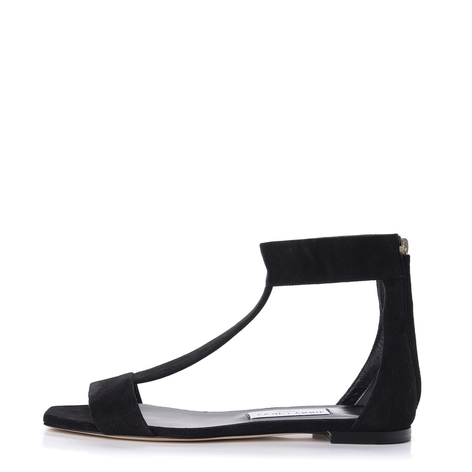 Jimmy Choo Suede Bethel Flat Sandals 37.5 Black 1 of 9
