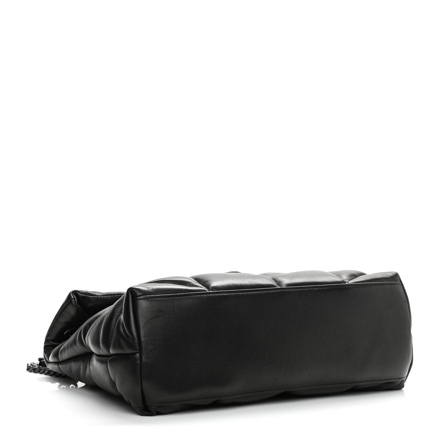 Lambskin Quilted Medium Loulou Puffer Monogram Chain Satchel Black