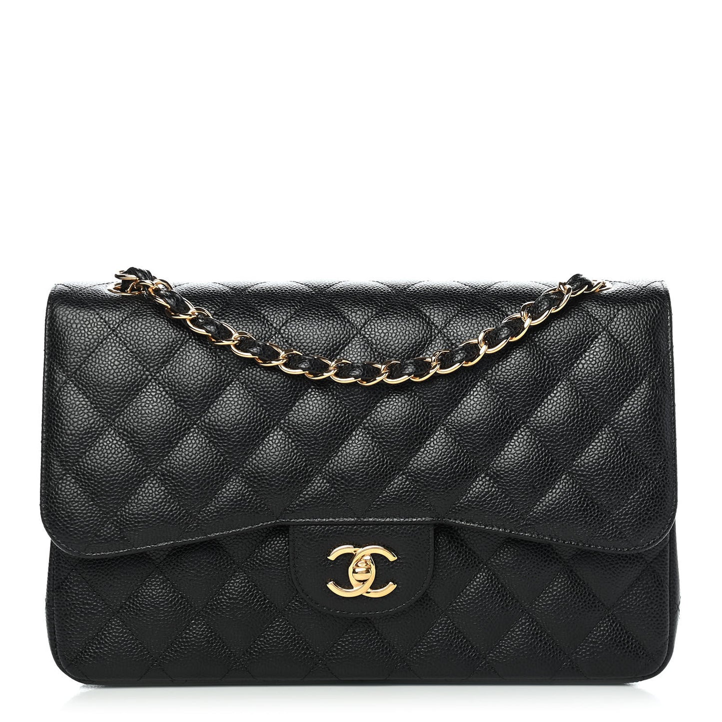 Caviar Quilted Jumbo Double Flap Black