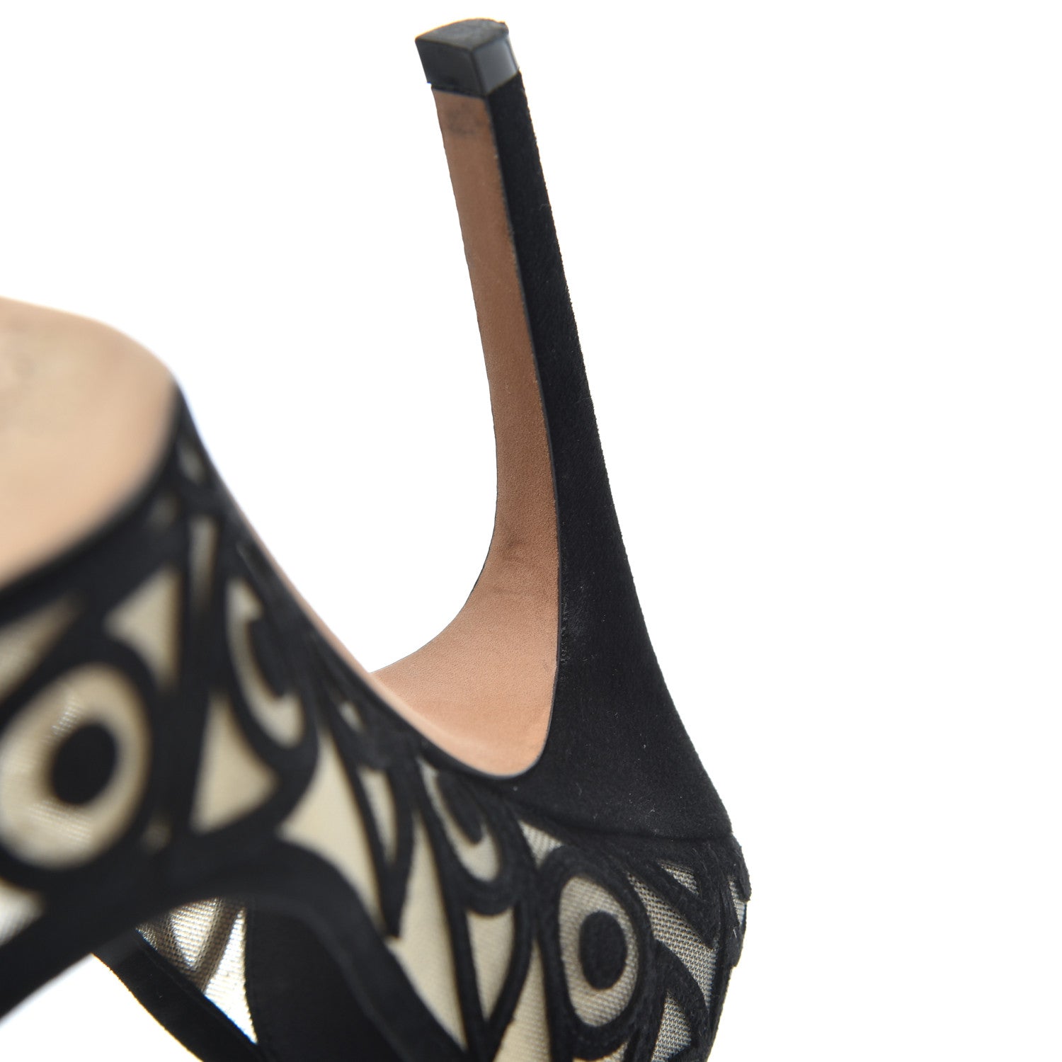 Christian Dior Suede Mesh Eye Embroidered D-Choc Pumps 38 Black 8 of 17