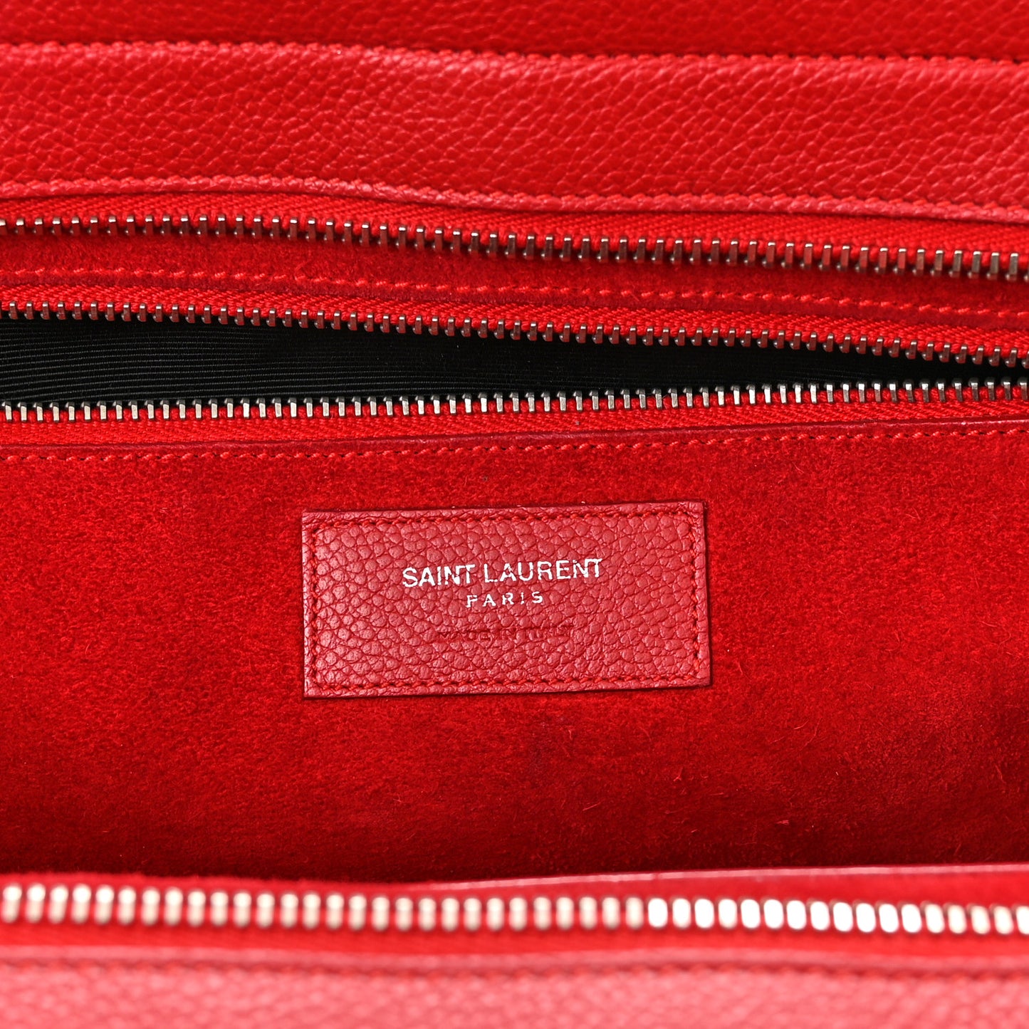 Grained Calfskin Small Cabas Rive Gauche Red