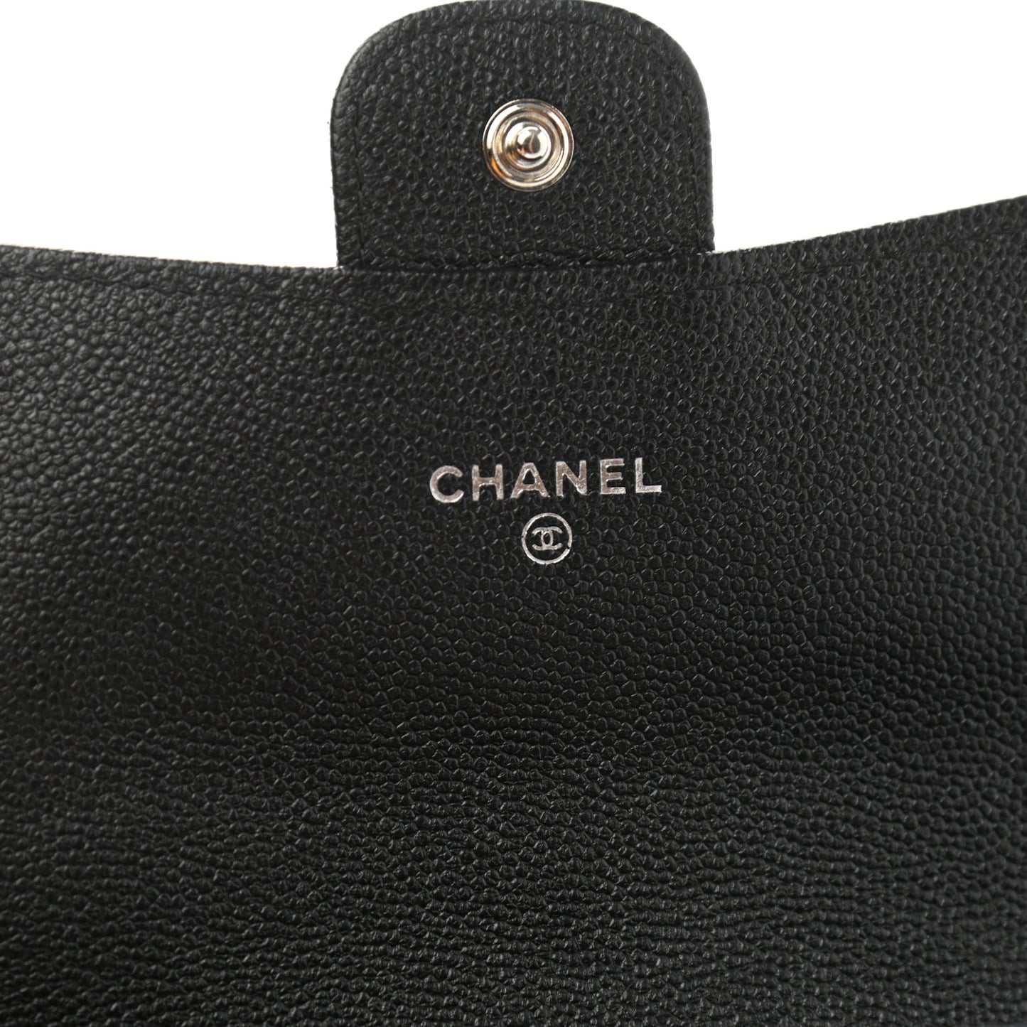 Caviar Chevron Quilted Large Gusset Flap Wallet Black