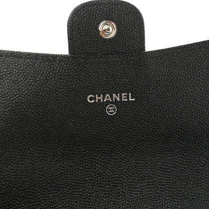 Chanel Caviar Chevron Quilted Large Gusset Flap Wallet Black 6 of 9