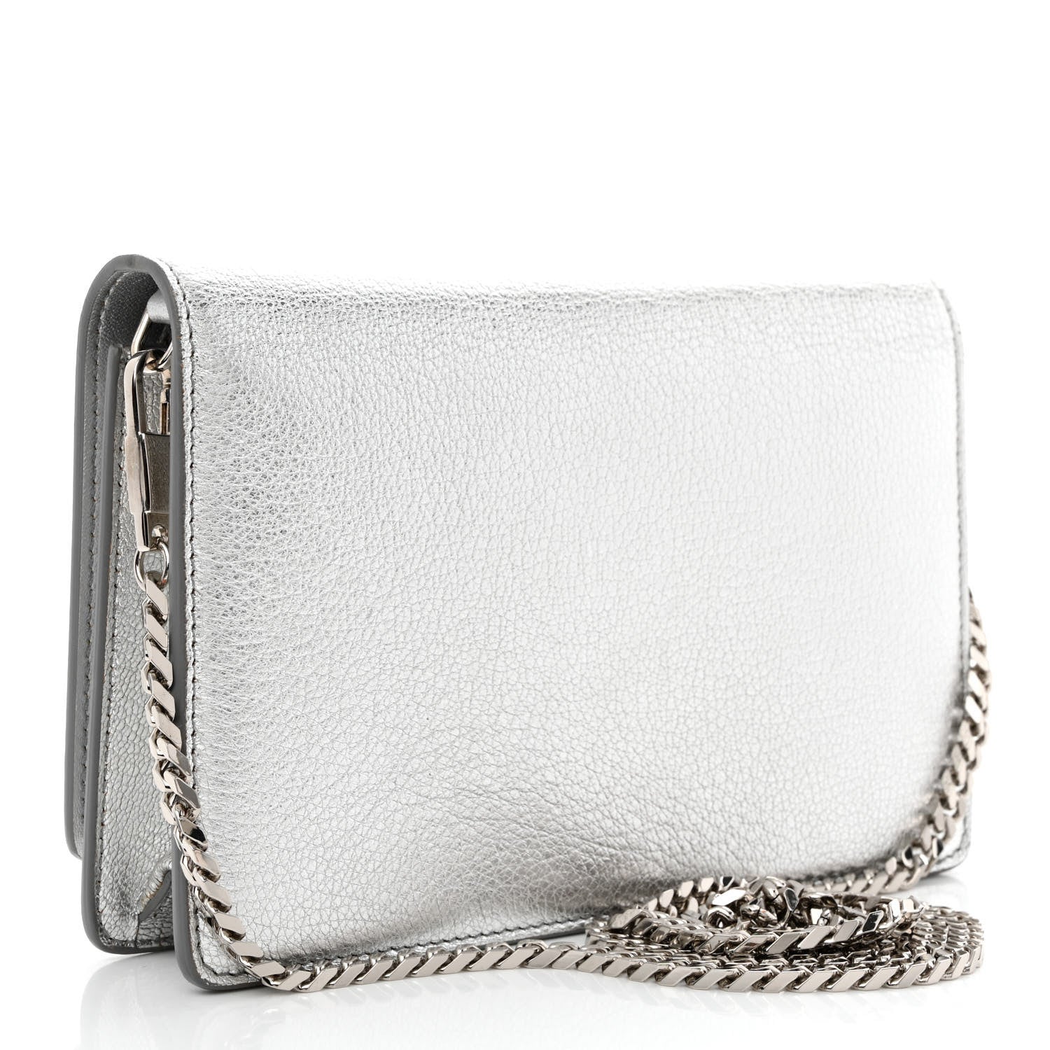 Givenchy Metallic Calfskin Pandora Chain Wallet Silver 3 of 13
