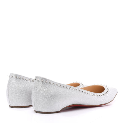 Christian Louboutin Mini Glitter Anjalina Flats 39.5 Silver 4 of 8
