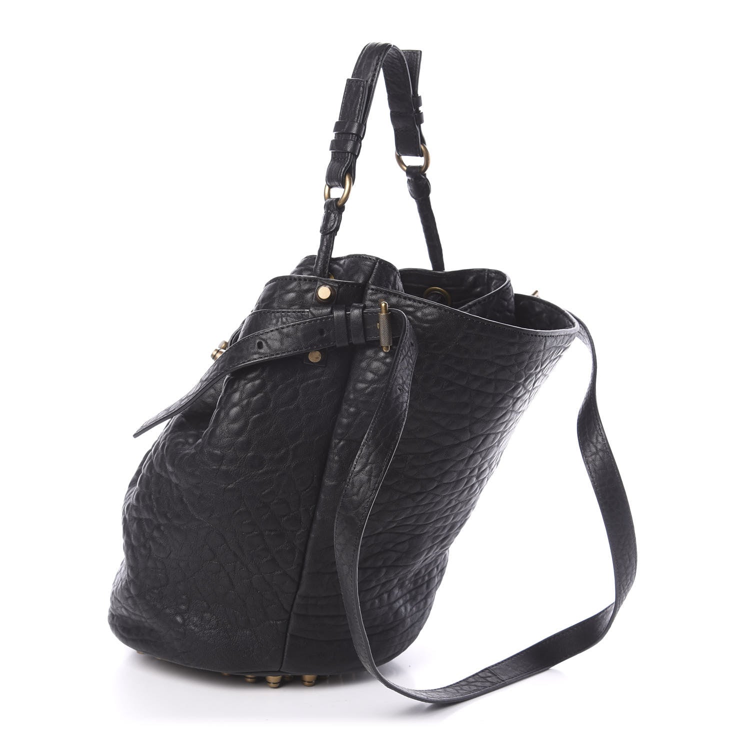 Alexander Wang Pebbled Lambskin Diego Bucket Black Antique Brass Hardware 2 of 7