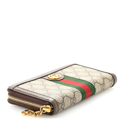 Gucci GG Supreme Monogram Web Ophidia Zip Around Wallet Brown 4 of 9