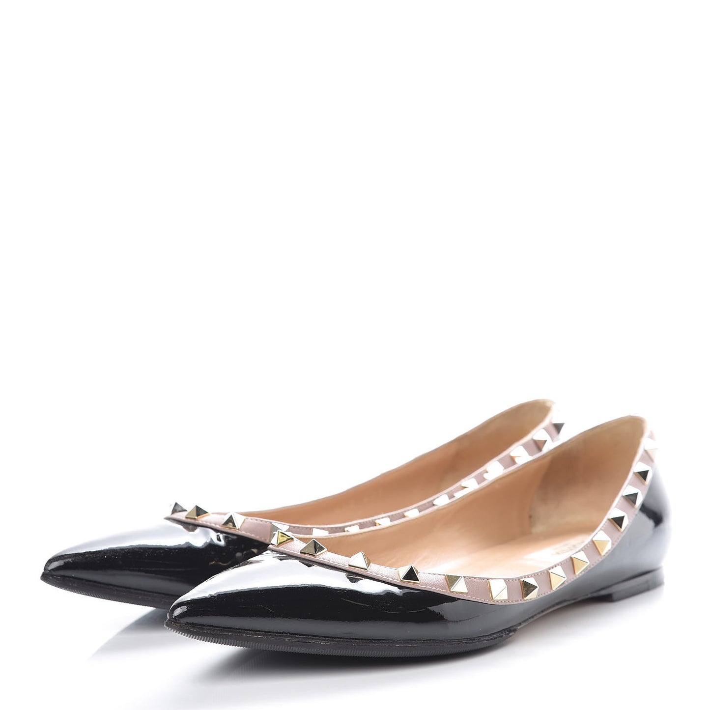 Patent Rockstud Ballerina Flats 40 Black Poudre