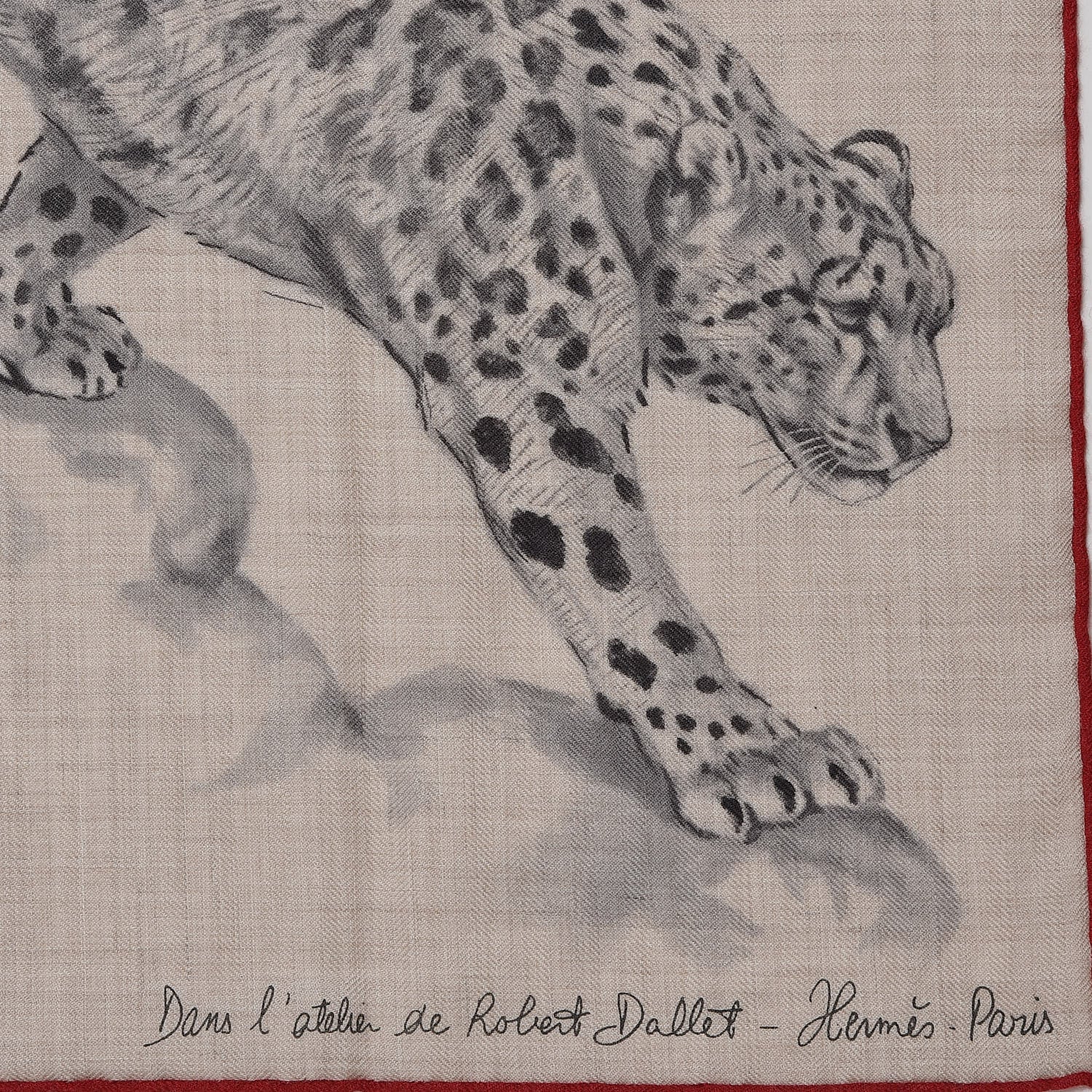 Hermes Cashmere Silk Dans L'atelier de Robert Dallet Shawl 140 Naturel Anthracite Gris 3 of 6