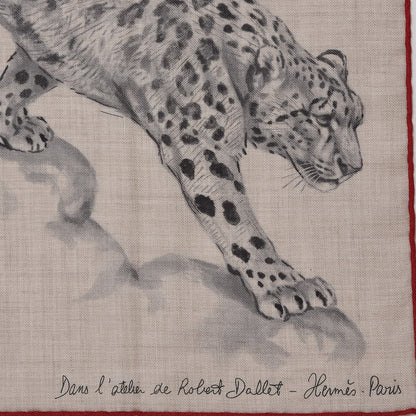 Hermes Cashmere Silk Dans L'atelier de Robert Dallet Shawl 140 Naturel Anthracite Gris 3 of 6