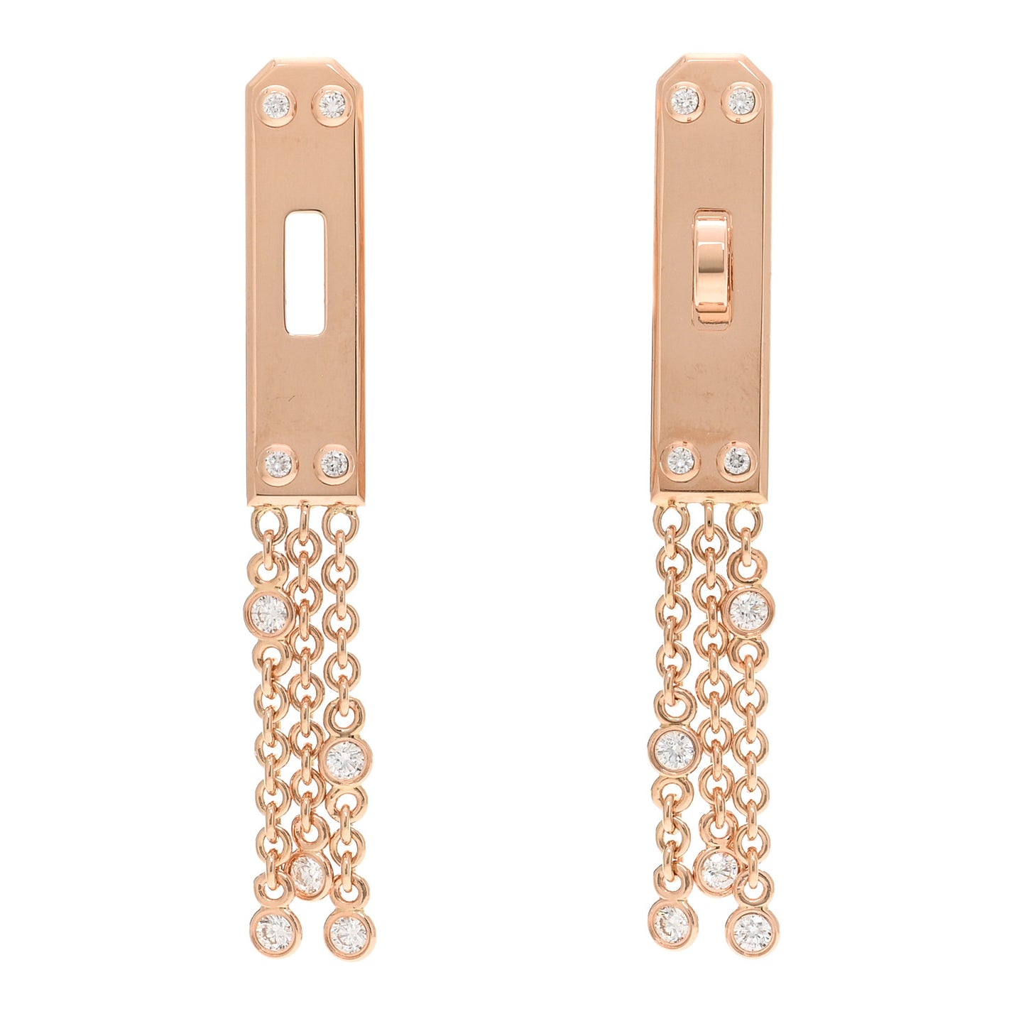 18K Rose Gold Diamond Kelly Gavroche Earrings