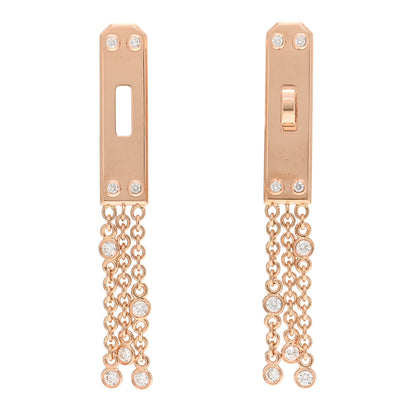 Hermes 18K Rose Gold Diamond Kelly Gavroche Earrings 1 of 5