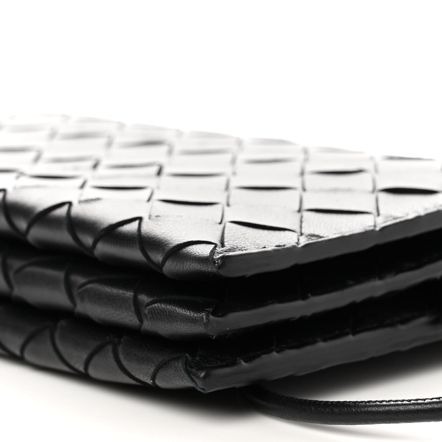 Nappa Intrecciato Wallet on Strap Black