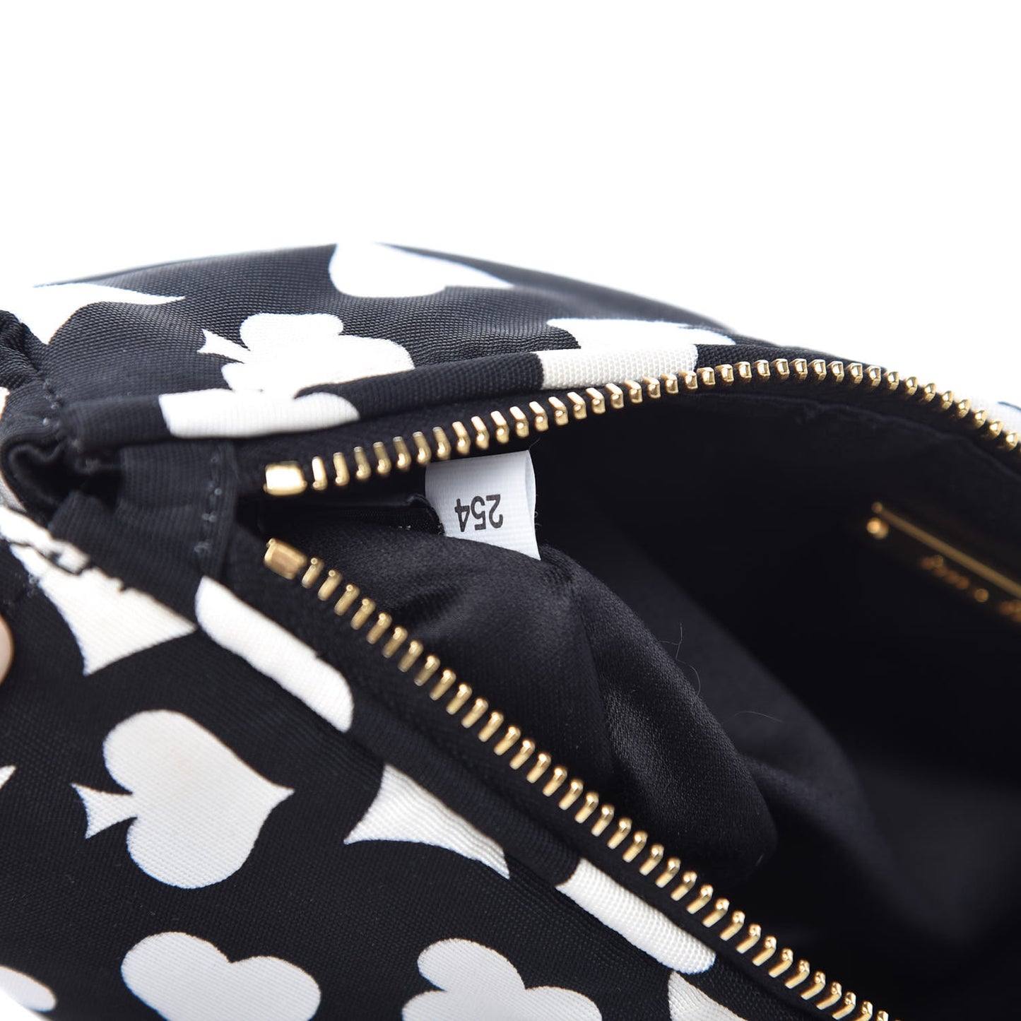 Faille Playing Card Print Clutch Black Black White