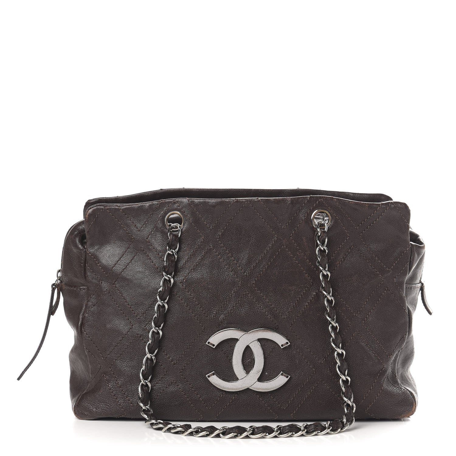 Chanel Calfskin Small Diamond Stitch Tote Brown 1 of 23