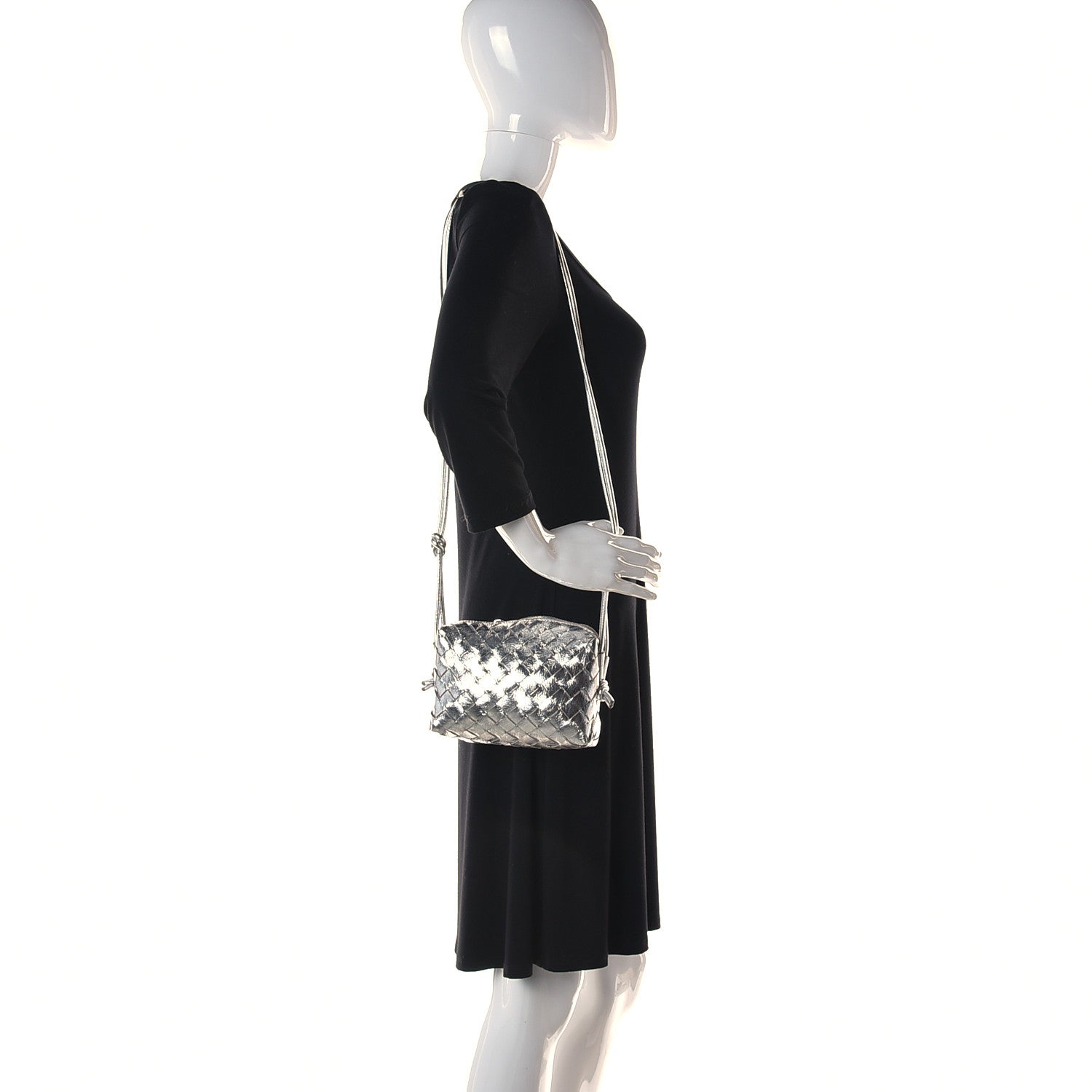 Bottega Veneta Metallic Calfskin Intrecciato Mini Loop Camera Bag Silver 2 of 9