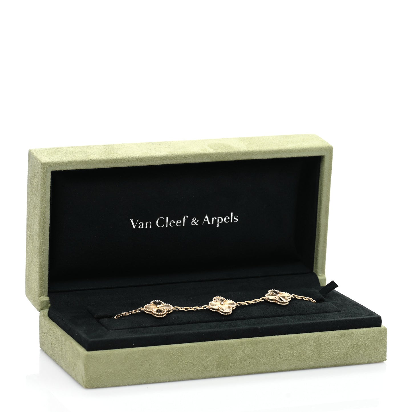 18K Yellow Gold 5 Motifs Guilloche Vintage Alhambra Bracelet