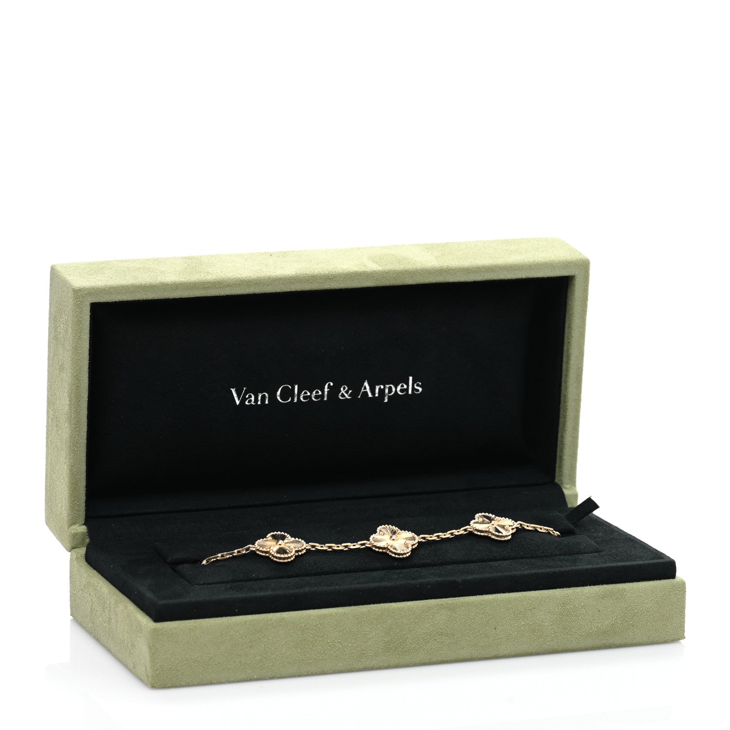 Van Cleef & Arpels 18K Yellow Gold 5 Motifs Guilloche Vintage Alhambra Bracelet 2 of 4