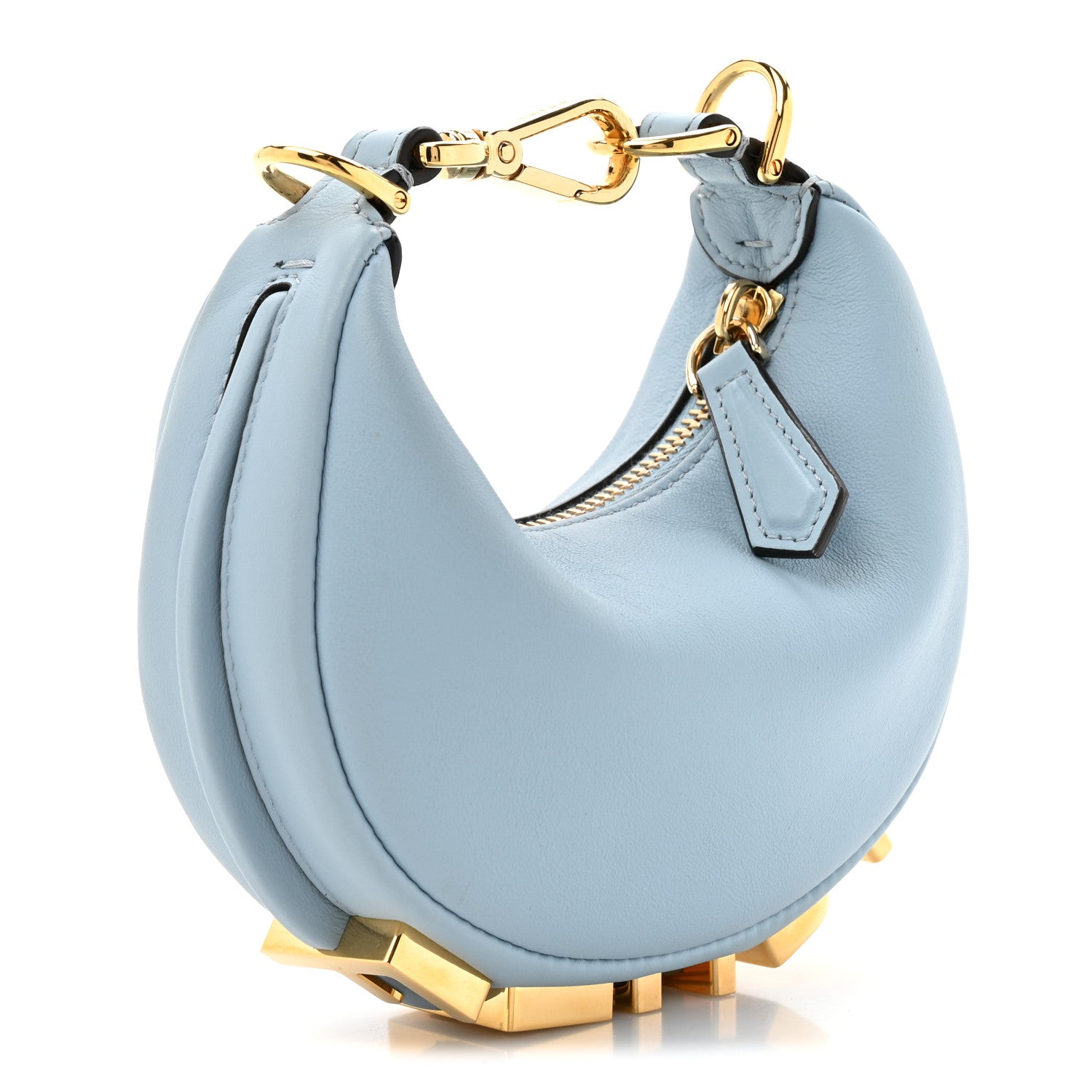 Fendi Vitello Grace Matte Nano Fendigraphy Hobo Charm Azzurro Baby 3 of 10