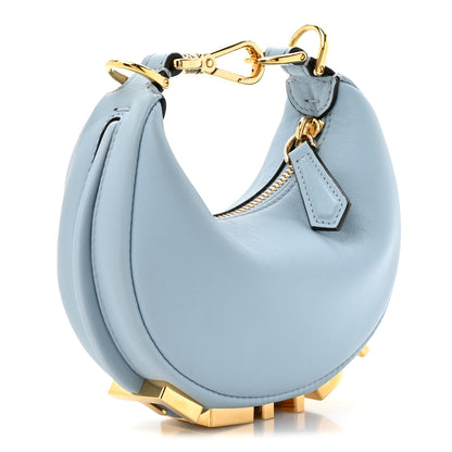 Fendi Vitello Grace Matte Nano Fendigraphy Hobo Charm Azzurro Baby 3 of 10