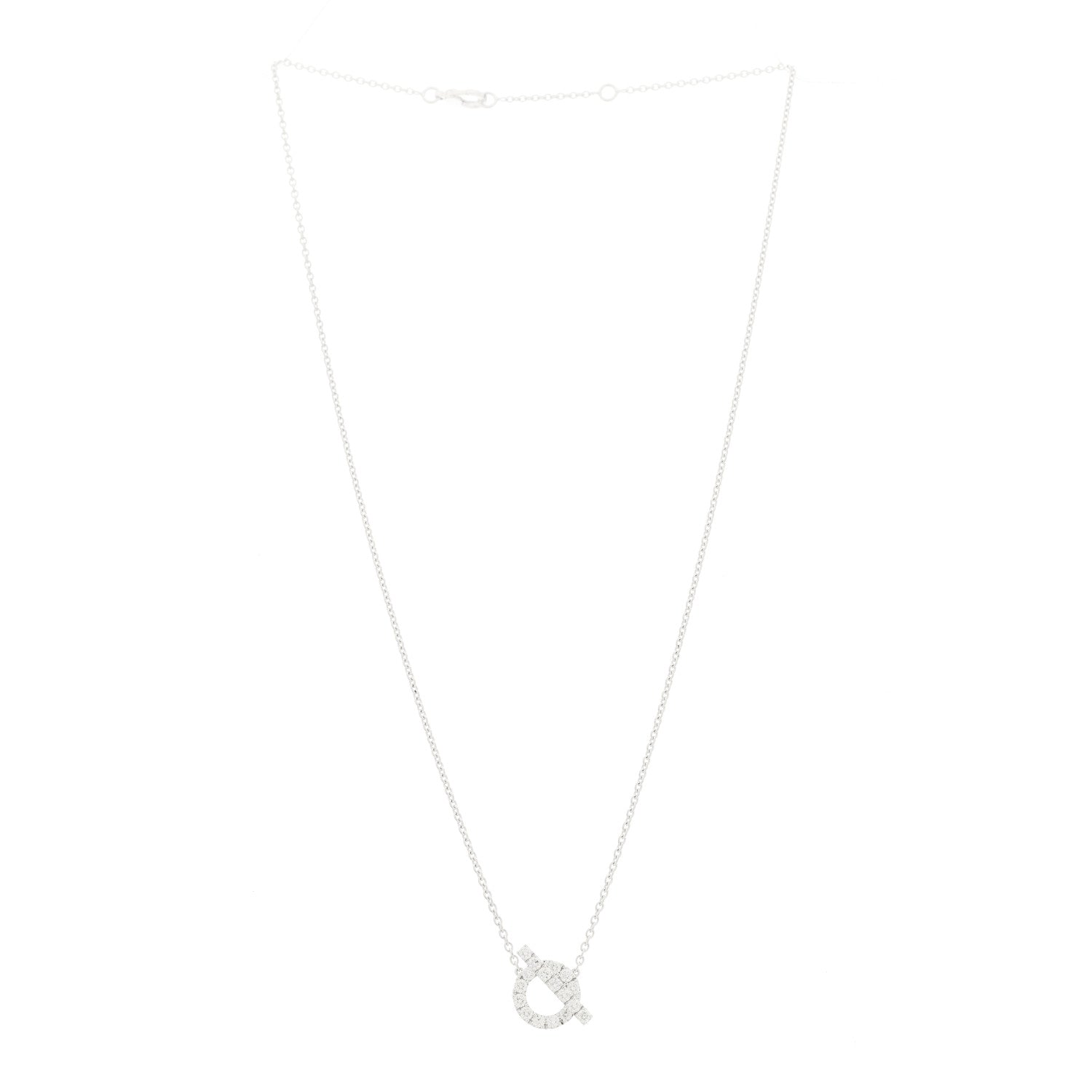 Hermes 18K White Gold Diamond Finesse Pendant Necklace 3 of 6
