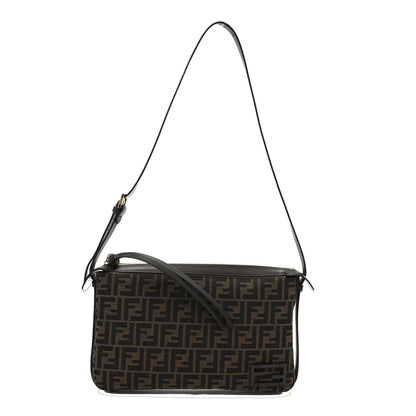 Fendi Fabric Jacquard Vitello Grace FF 1974 Medium Simply Fendi Shoulder Bag Tobacco Moro Ebano 1 of 10