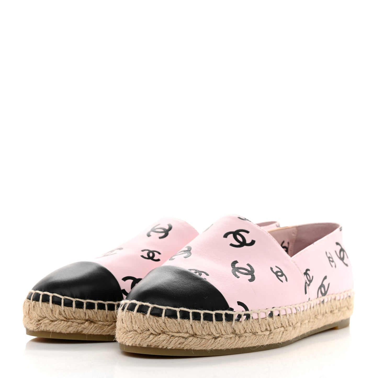 Lambskin Printed CC Espadrilles 40 Light Pink Black