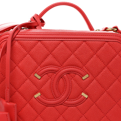 Chanel Caviar Quilted Medium CC Filigree Vanity Case Red 8 of 10