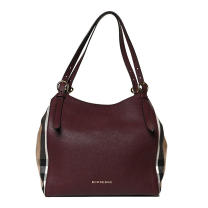 Burberry Grainy Calfskin House Check Small Canterbury Tote Burgundy 1 of 12
