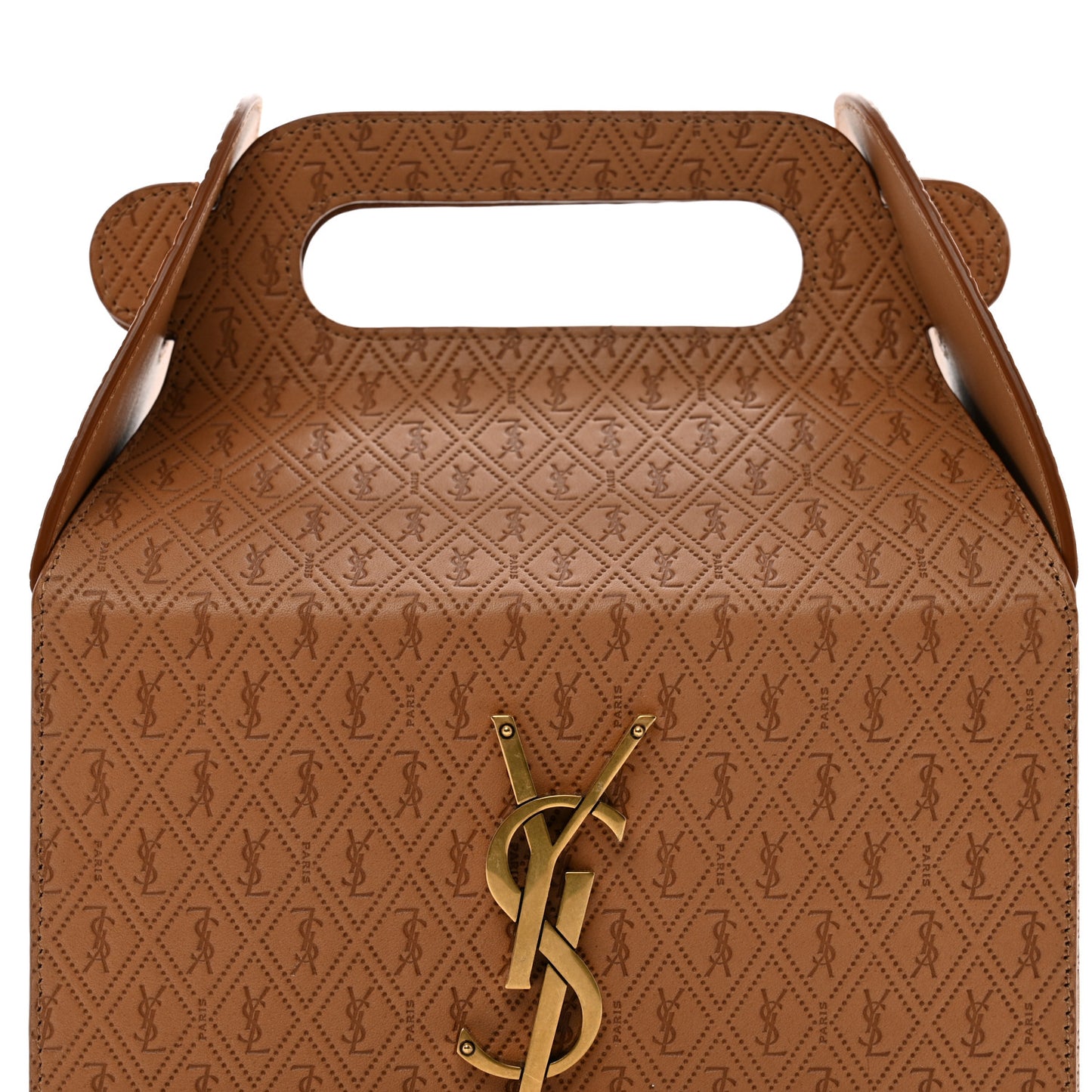 Calfskin Monogram Take Away Box Dusty Vintage Brown Gold
