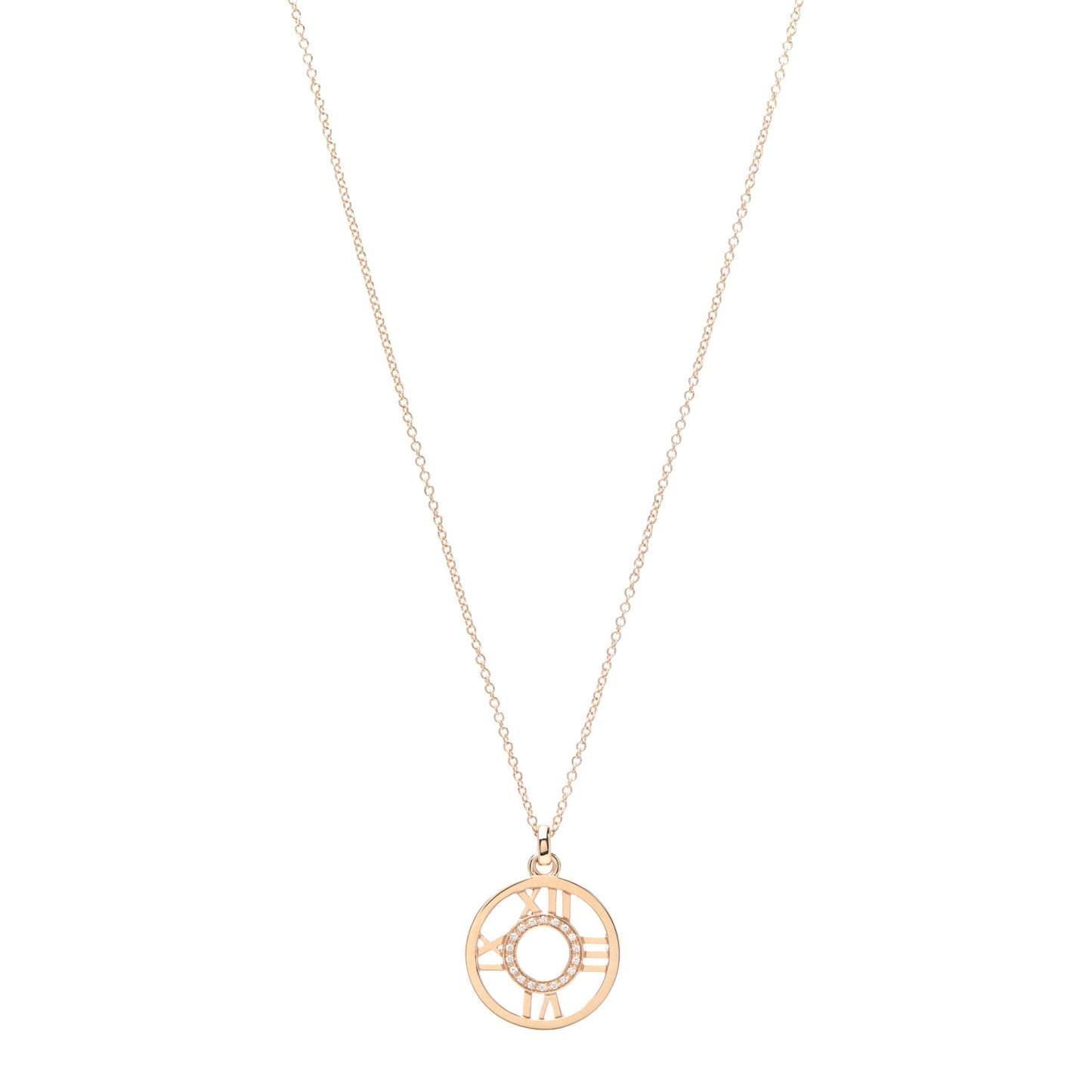 18K Rose Gold Diamond Small Atlas Open Pendant Necklace