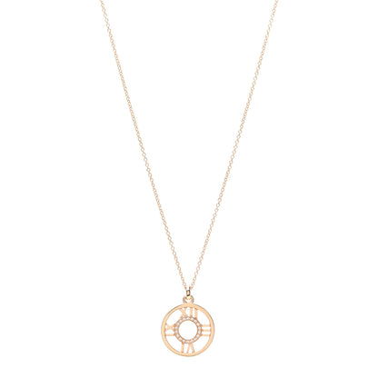 Tiffany 18K Rose Gold Diamond Small Atlas Open Pendant Necklace 1 of 6