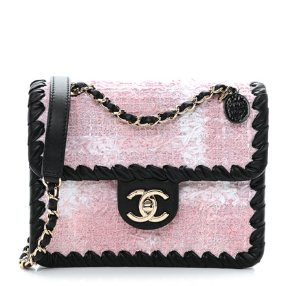 Chanel Tweed Braided Calfskin Mini My Own Frame Flap Pink Black 1 of 9