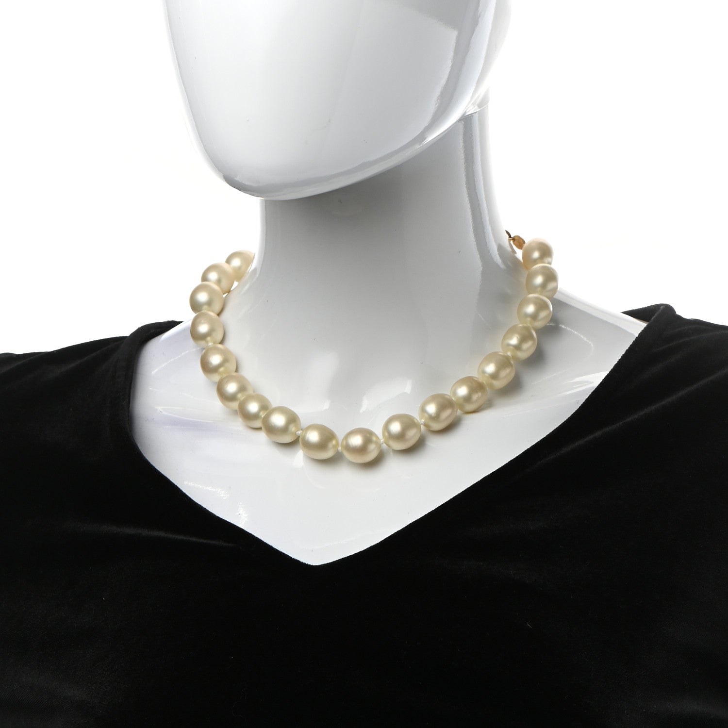 Chanel Pearl Crystal Short Necklace Gold 2 of 10