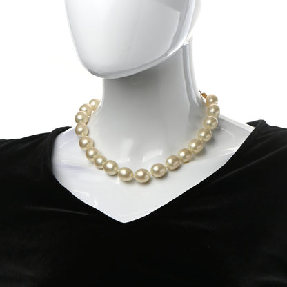 Chanel Pearl Crystal Short Necklace Gold 2 of 10