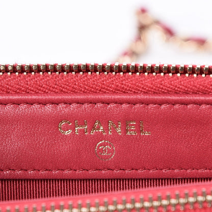 Chanel Lambskin Quilted Small Clutch With Chain Dark Pink 6 of 9