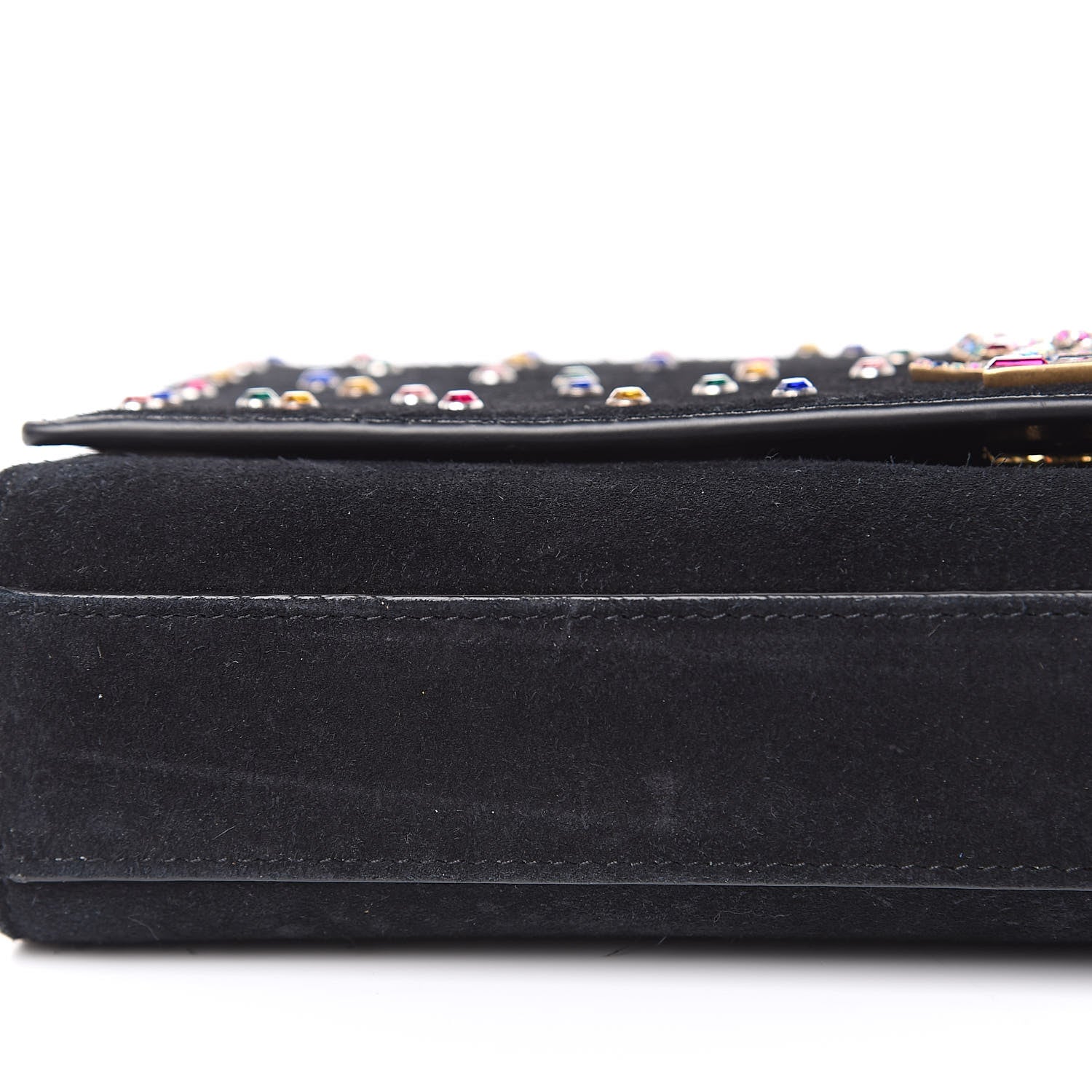 Saint Laurent Suede Crystal Medium Classic Monogram Kate Satchel Black 9 of 14