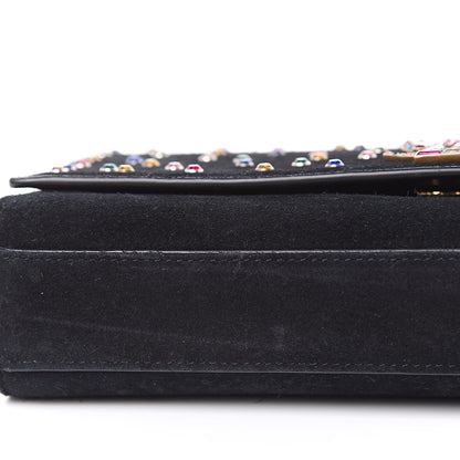 Saint Laurent Suede Crystal Medium Classic Monogram Kate Satchel Black 9 of 14