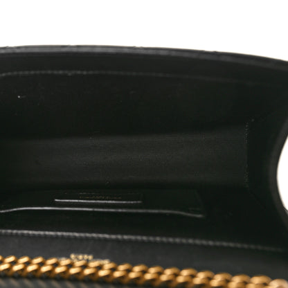 Saint Laurent Lambskin Mixed Matelasse Triquilt Small Monogram Satchel Black 5 of 9