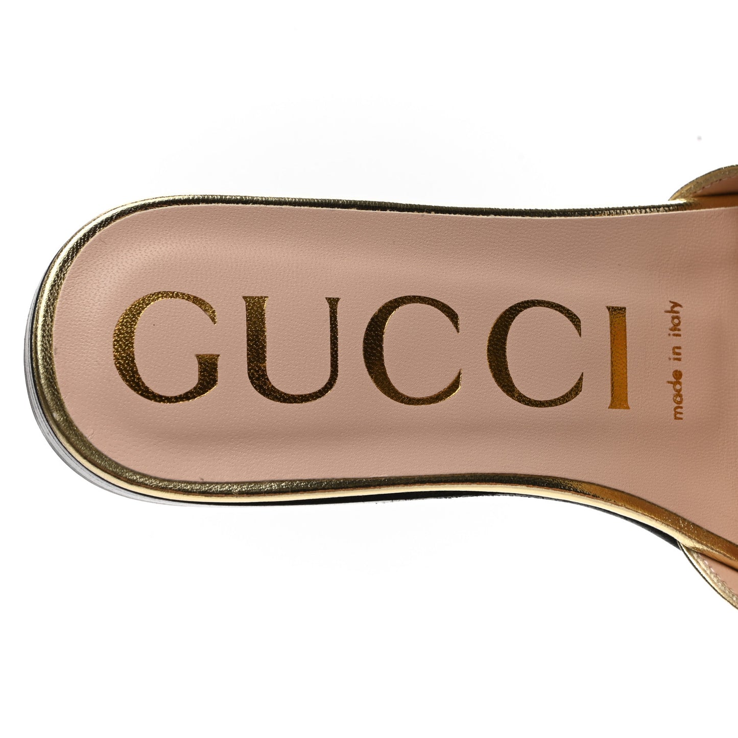 Metallic Nappa Crystal Square G Madelyn Slide Sandals 35 Gold