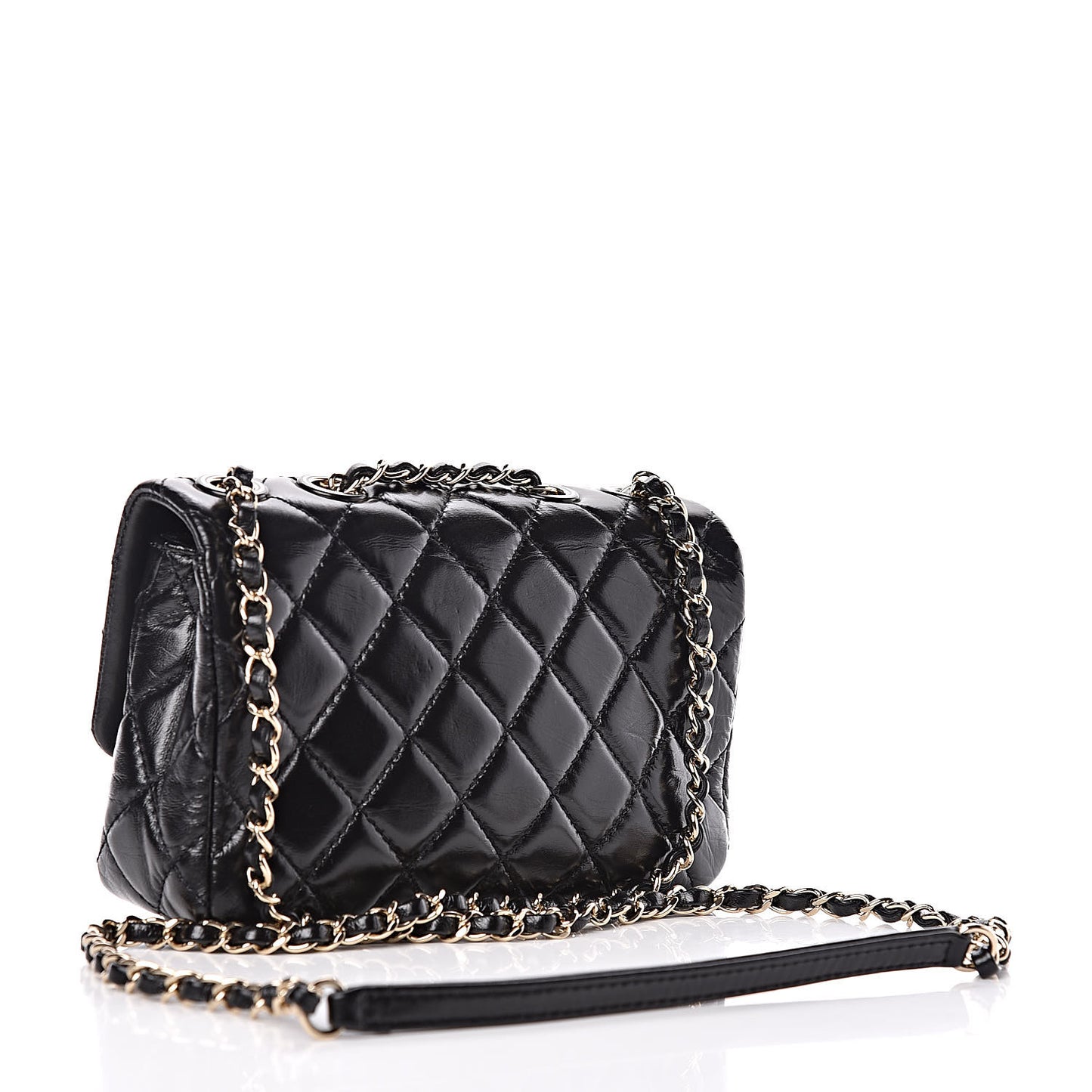 Shiny Lambskin Quilted Small Montcoco Flap Black