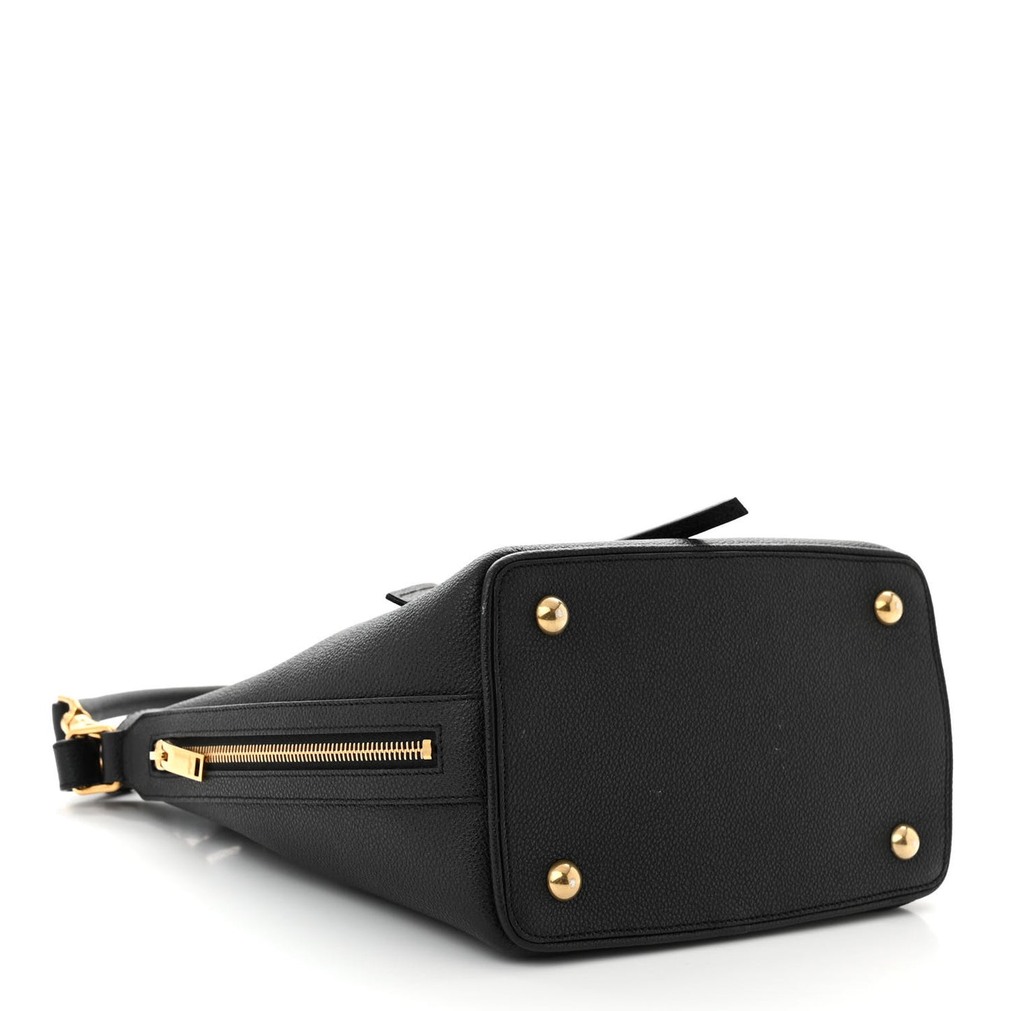 Grained Calfskin Medium Emmanuelle Bucket Bag Black
