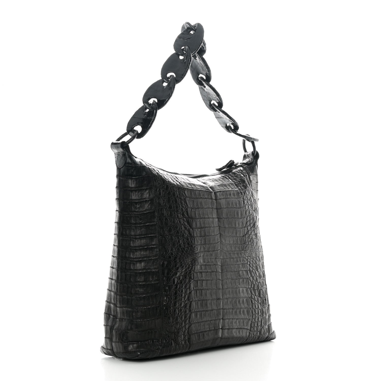 Nancy Gonzalez Crocodile Chain Hobo Black 3 of 14
