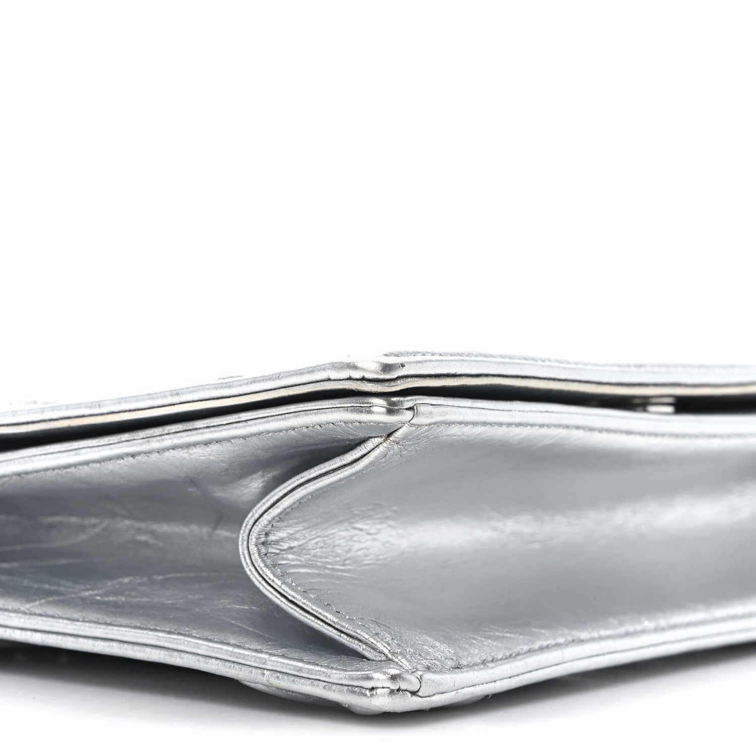 Christian Dior Metallic Crinkled Lambskin Medium Diorama Flap Bag Silver 8 of 9